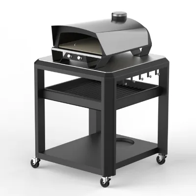 Gas Pizza Oven Pellet Wood Two in One Panel Heavy Duty Outdoor Offset Charcoal BBQ Grill With Fish Meat Smoker 676-14