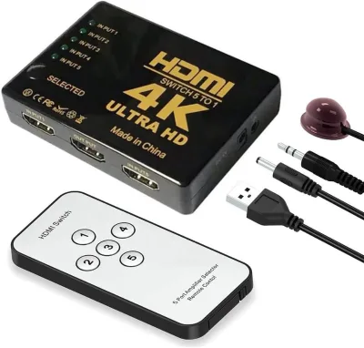 SYONG 4K*2K Mini 3 Port HDMI Switch 4K Switcher Splitter 1080P 3 Input 1 Output Port Hub for Xbox PS4 DVD HDTV PC Laptop TV