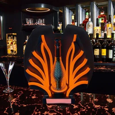 Rechargeable LED Acrylic Wine Display Rack Glorified Bottle for Bar & Night Club Metal Material with Flashing LED