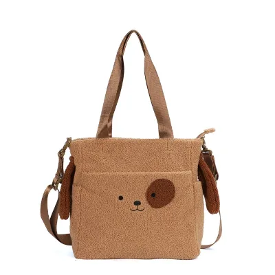 Warm Teddy Bag Custom Logo Soft Teddy Fabric Fleece Women's Tote Bag