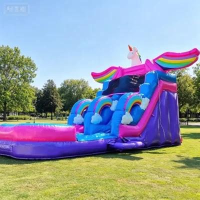 Hot Sale Fancy Dry Wet Inflatable Unicorn Water Slide With Splash Pool Inflatable Bounce for Kids Outdoor Water Play Fun