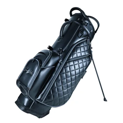 Premium Leather Golf Stand Bag with Diamond Quilted Embroidery 14-Way Divider Customized Production