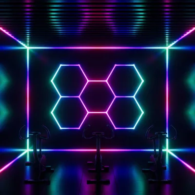 RGB LED Lights Hexagon 5 Grid Remote Control High CRI 90 for Home Parties Entertainment Stage Walls Barber Shops Supermarkets