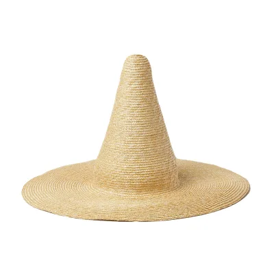 Customize Pointy Long Big Brim Wheat Straw Wizard Hat Magician Hat Stage Witch Halloween Performance Straw Hat