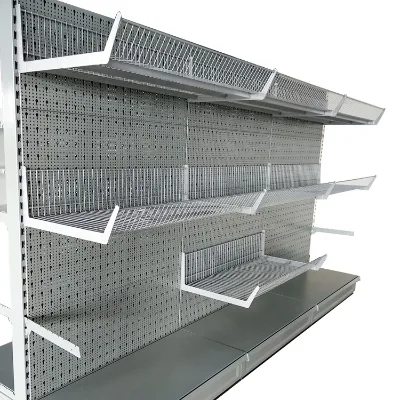 Customizable Wire Basket Supermarket Shelving, Pegboard Back Gondola Shelf for Grocery Pharmacy Stationery Retail Display