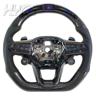 Upgraded Car Interior Accessories, Carbon Fiber Leather Customized LED Steering Wheel Suitable for SEAT Cupra