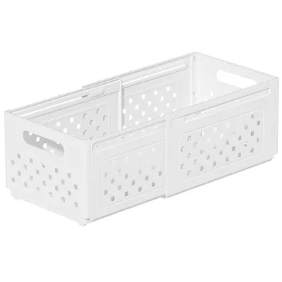 GREENSIDE Plastic Storage Basket Household Telescopic Cabinet Snack Sundry Corner-Fit Kitchen Organizer Japanese Style Strong