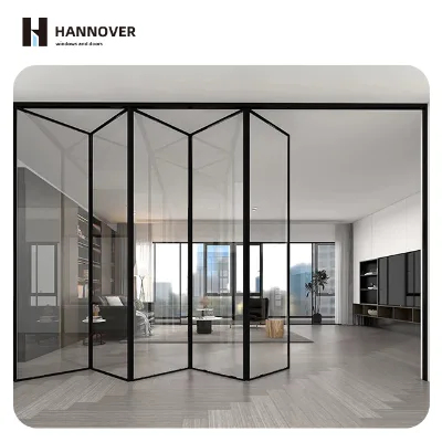 HANNOVER Interior Luxury Crystal Folding Doors Frameless Glass Waterproof Accordion Interior Aluminum Folding Doors for Villa