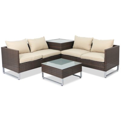 Storage Corner Table Design Outdoor Garden Rattan Wicker Sofa L Shape  China Modern Outdoor Furniture