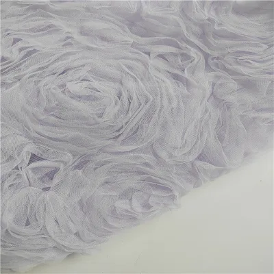 Shaoxing High-end Fashion Multi-colour Luxury Knitted Roses Embroidery Mesh Fabric Wedding Dress Curtain