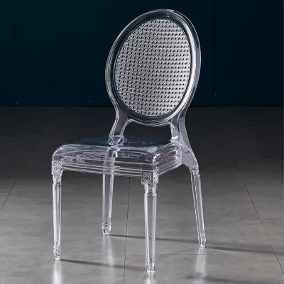 Chinese Manufacturer of Round Hollow Back Plastic Acrylic Luxury Events Wedding clear Hotel Chair