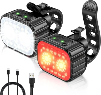 Rechargeable Fahrradlampe Bicycle Lights Set IPX6 Waterproof Front and Back Taillight Reflectors Led Bike Lights LED Accessories