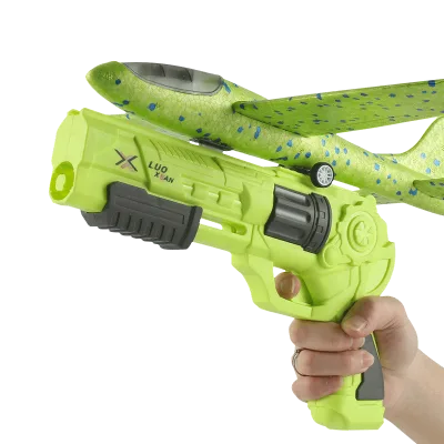 Customized Child Launcher Gun LED Foam Glider Catapult Shooting Plane Outdoor Shooting Games Bullets Airplane 3 in 1 Toy Gun