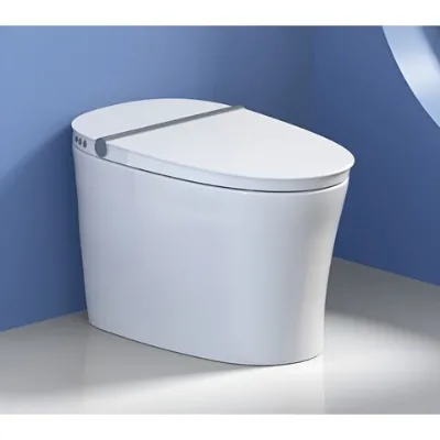 Smart toilet from a powerful manufacturer, with heated seat, automatic opening/closing lid, automatic flushing, warm water, remote