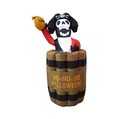 5FT Inflatables Decoration Outdoor Party Garden Halloween Inflatable Pirate with Beer Barrel