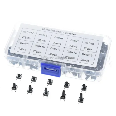 10 Kinds of Micro Switches, Touch Small Switches, 6x6 Vertical Induction Cooker, 4-pin Touch Buttons, Box