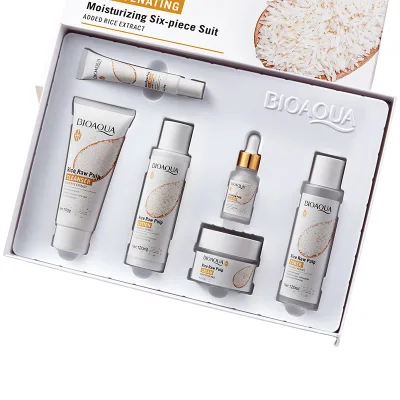 Skincare Set Dark Spot Whitening Private Label Rice Serum Scrub Cream Facial Wash Face Skin Care Set