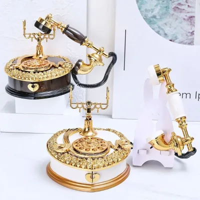 1pcs JIUBAI Light Luxury Classic Style Dial Old-fashioned Telephone Multi-band Analog Cordless Phone Home Desk Porch Living Room