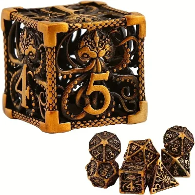 Wholesale Hollow Metal Dice Octopus 7PCS DND Dice Set Custom Metal Dnd Dice for Dungeons and RPG MTG
