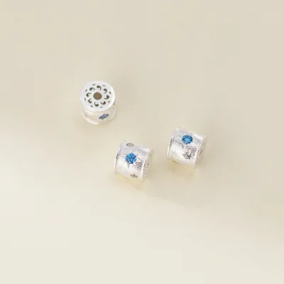 925 Sterling Silver Electroplated Hollow Barrel Beads 6mm Separated Beads Precision Inlaid Bracelet Loose Bead Accessories