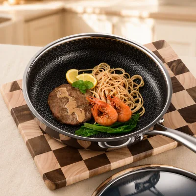 Multi-Size Stainless Steel Nonstick Fry Pan with Optional Glass Lid Coated or Uncoated for Cookware Brands and Distributors