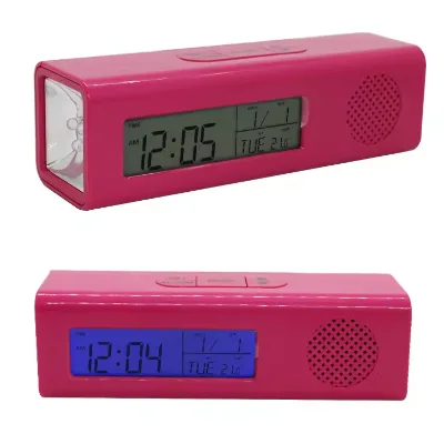 Creative Camping Travel LED Flashlight Portable LED Backlight Snooze FM Radio Torch Alarm Clock