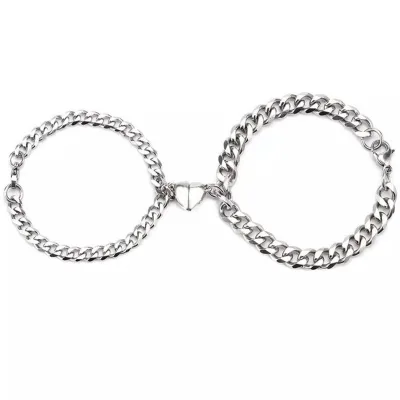 AA00144 Wholesale Magnetic Couple Bracelets Set Magnetic Heart Bracelets for Lovers Men Women Chain Link Charm Bracelet