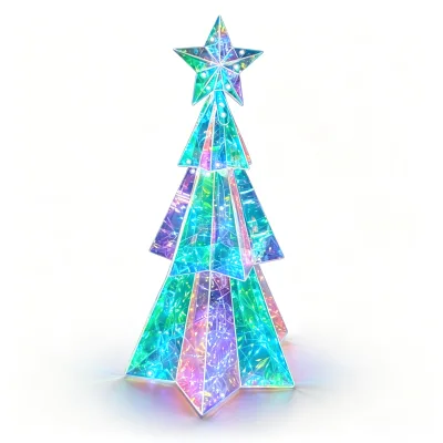 Iridescent LED Christmas Tree Figurine Star Topped Holiday Decoration Indoor Outdoor Garden Ornament