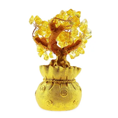 New Year 2024 Products Feng Shui Gemstone Crystal Tree Gemstone Feng Shui Stone Tree Citrine Money Tree Feng Shui