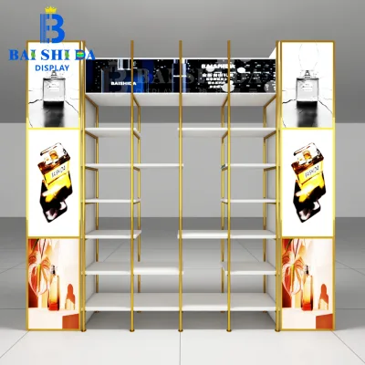 Customized LED Lighting Perfume Shop Design Cosmetic Display Cabinets & Fragrance Display Racks with MDF & Tempered Glass