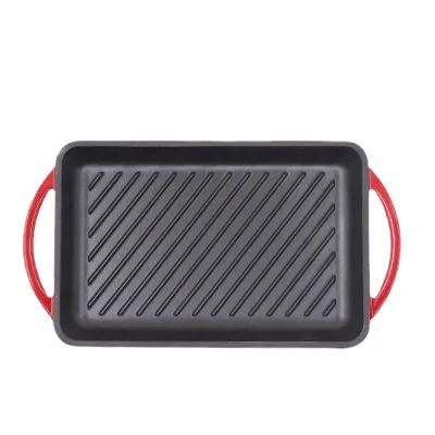 LFGB Qualified Non Easy Stick Cast Iron Grill Plate Cookware with Enamel Coating for Gas and Induction Cooker