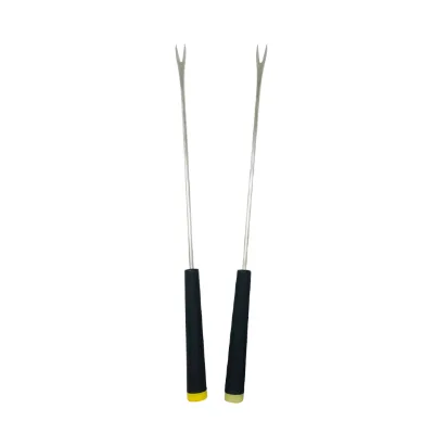 Set of 2 Large Stainless Steel Two Prong Eco-Friendly Multi-color Fruits Fondue Fork for Party Use
