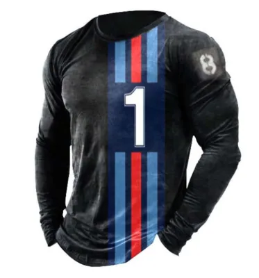 Men's Eco-Friendly Digital Printing Round Neck Full Sleeve Heavy Weight Knitted T-Shirt