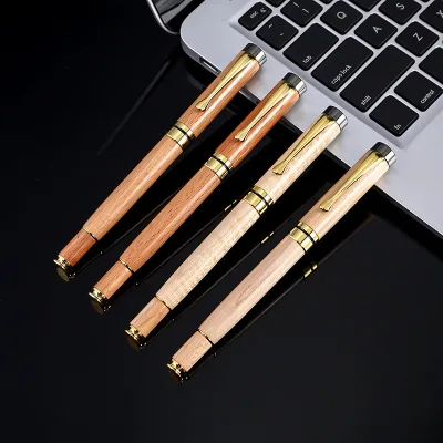 Bamboo Wooden Signature Pen Insert Type Ballpoint Pen 0.5mm Black Ink Laser Logo Business Gift Medium Oil Festival Activity
