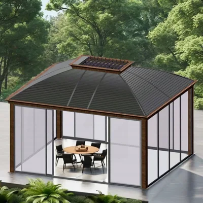 Personalised Garden Gazebo Double Roof Steel Sides Waterproof Metal Sunshade for Patio Home Use Outdoor Pergola Powder Coated