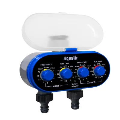Aqualin Analogue Garden Water Timer with Rain Sensor Dual Outlet 2 Zone Irrigation Controller Eco-Friendly Automatic Outdoor Use