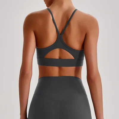 Wholesale Custom logo Cross Back Athletic Bralette High Stretch Yoga Top Naked Feel Fitness Wear Supplier 4136