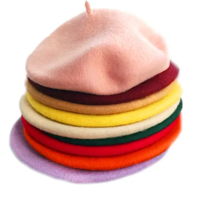 Berets-Ea100 Fashion Plain Dyed Red Yellow Blue Women Wool Custom Logo Beret Hat, 100% Mix Color Good Quality Solid Berets