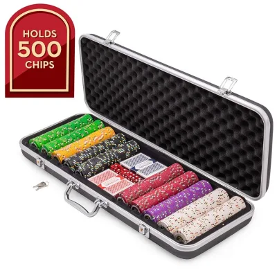 500 Ct. Poker Chip Case | Includes ABS Case with Room for Two Decks, and Poker Chips | Portable, Sturdy Case