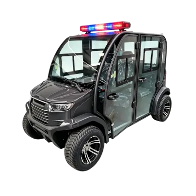 4 Seat Closed Electric Golf Cart LSV with Air Conditioning & Warning Light for Security Guard Patrol and Facility Management