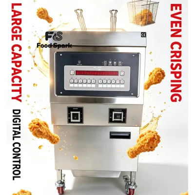 High Quality Commercial Gas Open Deep Fryer with Automatic Oil Filter System Stainless Steel 304 25L Capacity