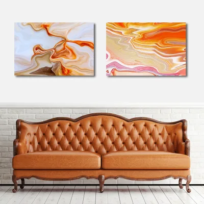 High Quality Modern Abstract Canvas Wall Art Orange Marble Texture Prints for Living Room Bedroom Home Decor