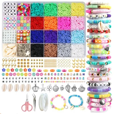 Custom 6900pcs DIY Jewelry Accessories Bracelet Flower Letter Ceramic Clay Porcelain Beads Set with Pendant Charms CELIAY
