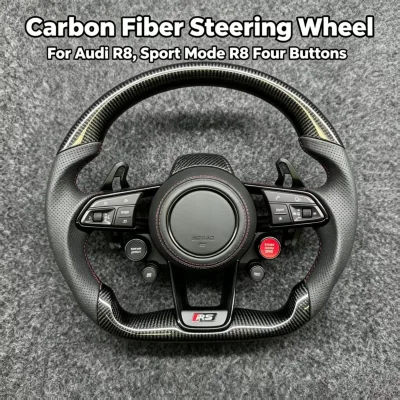 Custom Racing Carbon Fiber Car Steering Wheel for Audi R8 Replacement Steering Wheel Teering Wheel with Shift Paddles