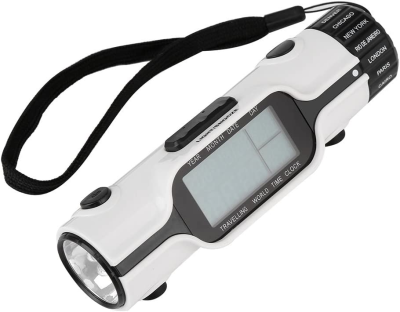 Torch Alarm Clock,World Travel Clock With Temperature, Multifunction Travel Alarm Clock Flashlight