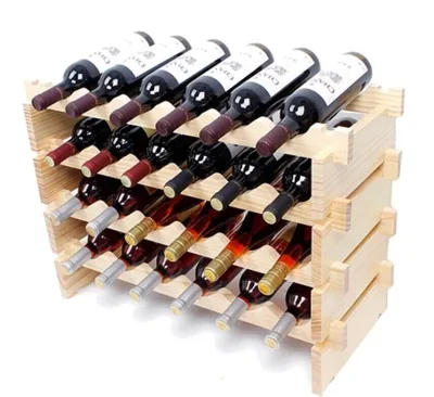 Hot Sales Stackable Wooden Wine Bottle Rack 24 Bottles Wooden Storage Wine Shelf