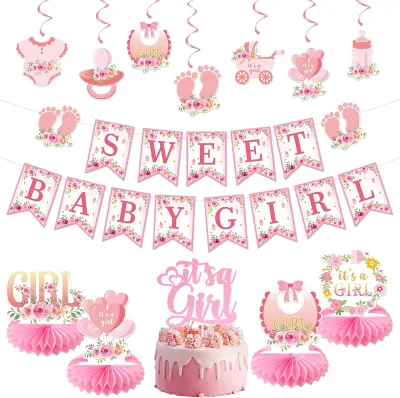 Baby Shower Decorations for Girl, Pink Baby in Bloom Baby Shower Supplies, Sweet Baby Girl Shower Decor