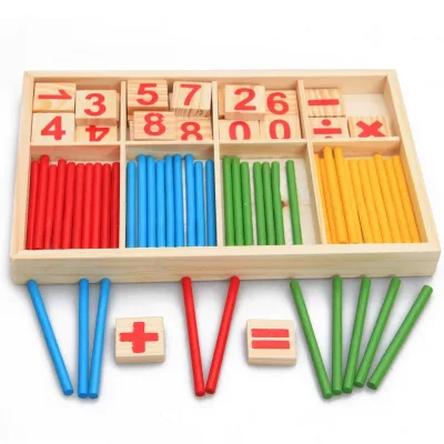 Montessori Math Counting Sticks Wooden Number Rods for Kids Early Learning Preschool Arithmetic Visual Calculation Toys