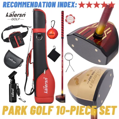 Kaiersn Park Golf 10-Piece Complete Set PU Durable Portable Golf Bag Clubs Balls Waist Pack Carbon Fiber Shaft Men Women