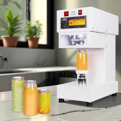 2025 Hot Sell Automatic Boba Milk Tea Can Sealing Machine 500ml/650ml Juice Pop Cup Seamer for Beverage Aluminium PET Can Seamer